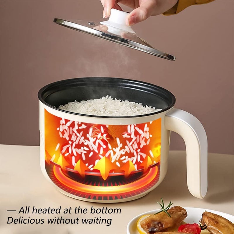 Drizzle طباخ كهربائي ساخن 1.7 لتر مقلاة صغيرة غير لاصقة لطهي الطعام 110 فولت طباخ محمول لطهي الطعام في السكن مع بخار لطهي الرامن الشخصي وغلي اللحم والبيض والشوفان والحساء شابو - Image 2